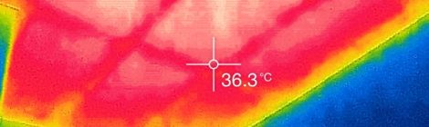 Surface temperature of ceiling at top floor
